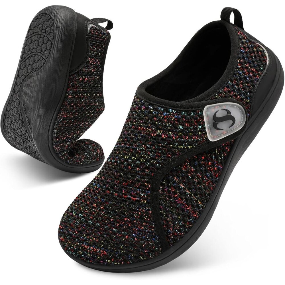 〽️Women's Comfortable Walking Shoes Black Breathable Sneakers Closed Toe Pull On